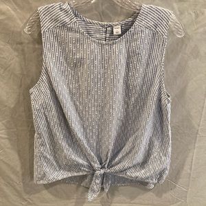 Striped tank top with tie front